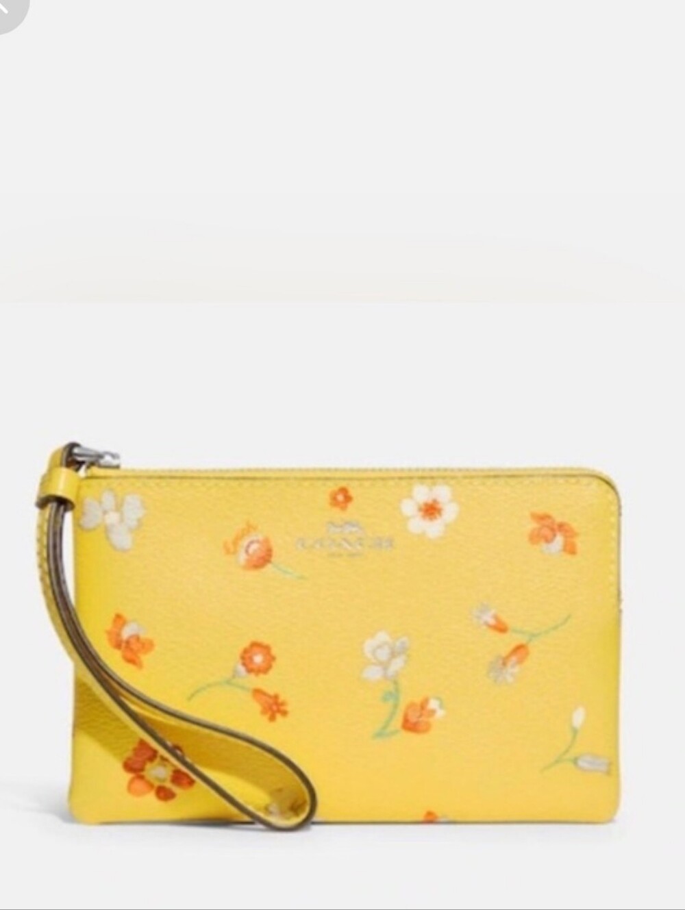 Coach yellow Mystical floral print corner-zip wristlet pouch w/ added flare